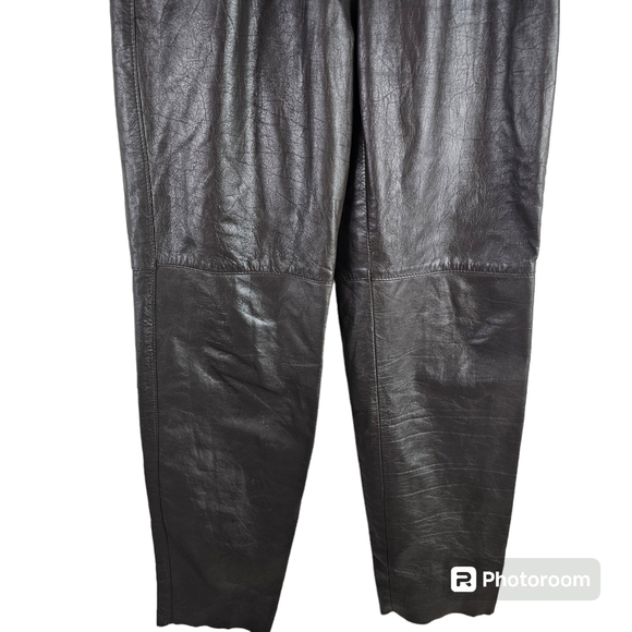 Comint Vintage 80s Retro High Waist Leather Pants in 7/8 - Picture 4 of 6